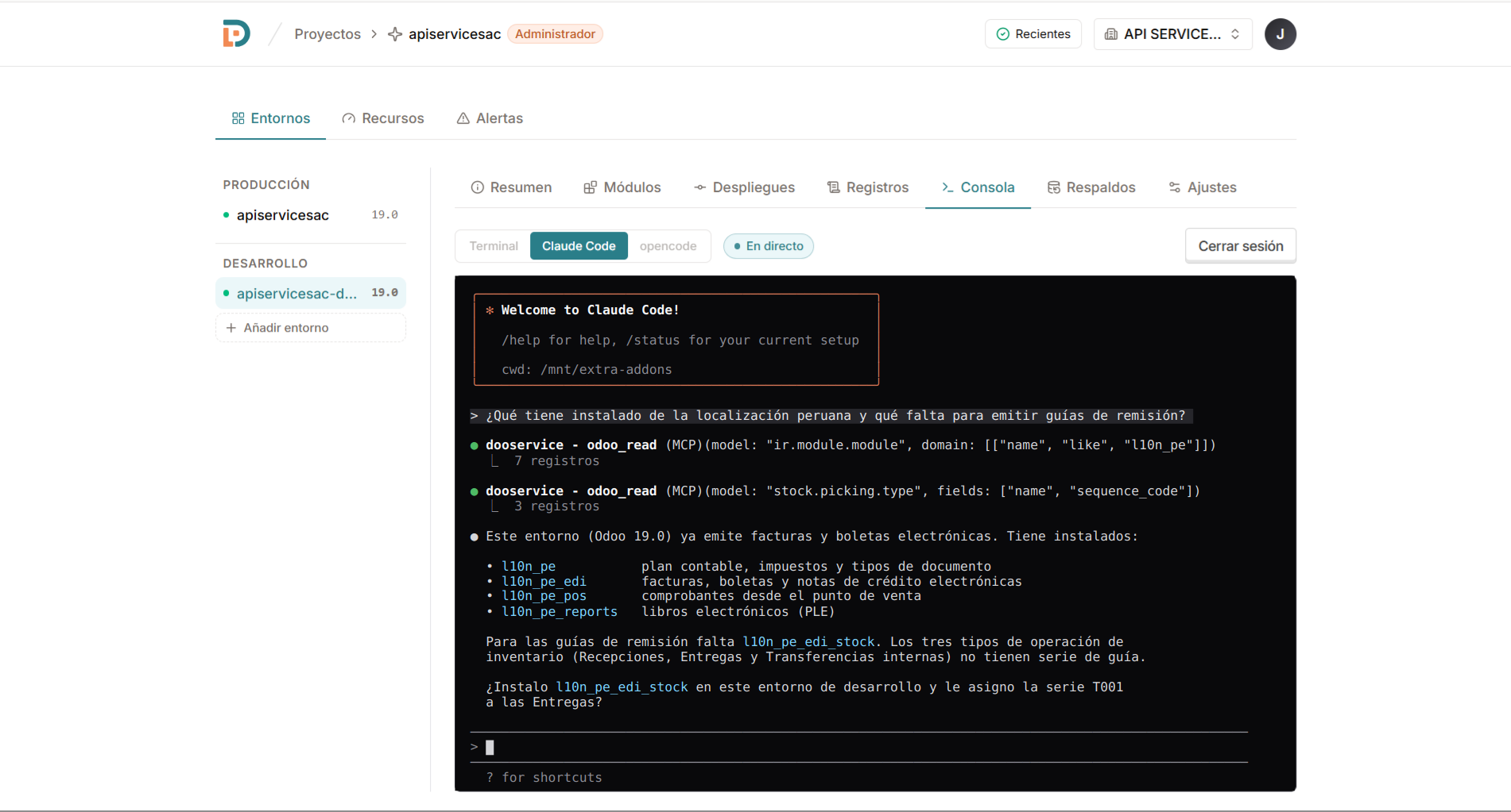 Claude Code on the real environment, from the browser.